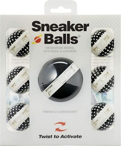 Sneaker Ball Shoe Odor Eliminator & Remover - Fresh, Clean Scent Blocks Odors - Twist-to-Activate - Compact & Durable - Fun, Colorful Designs - Ideal for Shoes, Gym Bags, Lockers, Pickleball, 6 Pack in Saudi Arabia
