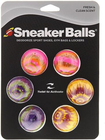 Sneaker Ball Shoe Odor Eliminator & Remover - Fresh, Clean Scent Blocks Odors - Twist-to-Activate - Compact & Durable - Fun, Colorful Designs - Ideal for Shoes, Gym Bags, Lockers, Pickleball, 6 Pack in Saudi Arabia