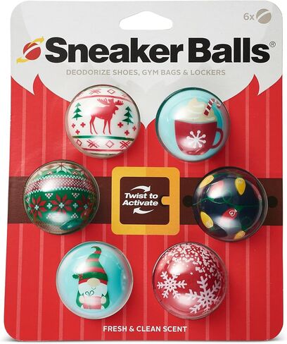 Sneaker Ball Shoe Odor Eliminator & Remover - Fresh, Clean Scent Blocks Odors - Twist-to-Activate - Compact & Durable - Fun, Colorful Designs - Ideal for Shoes, Gym Bags, Lockers, Pickleball, 6 Pack in Saudi Arabia