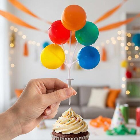 Multi-Color Plastic Balloon Cake Toppers, Mini Balloon Garland Reusable Decorative Picks for Birthday Party, Wedding, and Celebration Cakes, 5PCS in Saudi Arabia