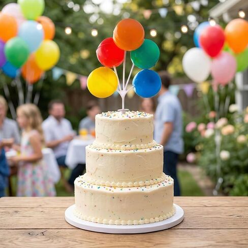Multi-Color Plastic Balloon Cake Toppers, Mini Balloon Garland Reusable Decorative Picks for Birthday Party, Wedding, and Celebration Cakes, 5PCS in Saudi Arabia