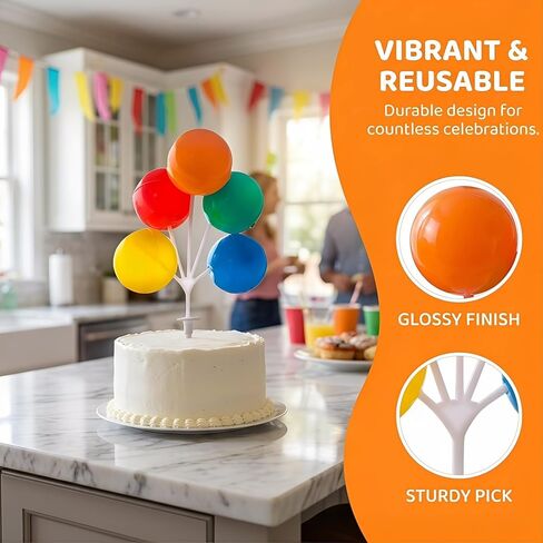 Multi-Color Plastic Balloon Cake Toppers, Mini Balloon Garland Reusable Decorative Picks for Birthday Party, Wedding, and Celebration Cakes, 5PCS in Saudi Arabia
