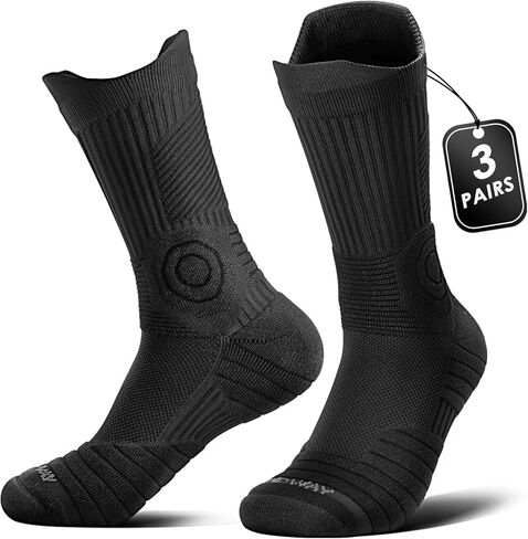 findway Compression Running Socks 3 Pairs, Anti-Blister Crew Socks All Day Dry Athletic Socks for Men and Women in Saudi Arabia
