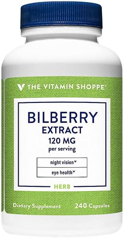 مستخلص Vitamin Shoppe Bilberry 120mg ، مضادات الأكسدة التي تعزز صحة العين والرؤية والدورة الدموية (120 كبسولة) in Saudi Arabia