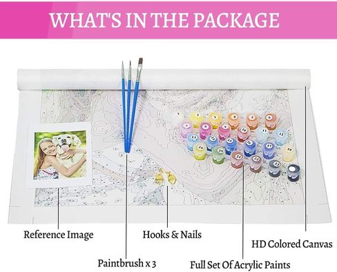 Hlison Paint by Numbers Kit for Adults, Mountains Landscape Adults Paint by Number Kits on Canvas, DIY Stream Paint by Number for Great Gift Decor - 16x20 Inch in Kuwait