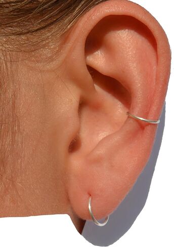14K Gold Conch Hoop Earring Gold | Earring Helix Piercing Hoop Hoops Jewelry Helix Hoop Earring 20 Gauge Hoop Earrings Orbital 10mm | Handmade in FL in Saudi Arabia
