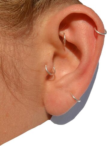 14K Gold Conch Hoop Earring Gold | Earring Helix Piercing Hoop Hoops Jewelry Helix Hoop Earring 20 Gauge Hoop Earrings Orbital 10mm | Handmade in FL in Saudi Arabia