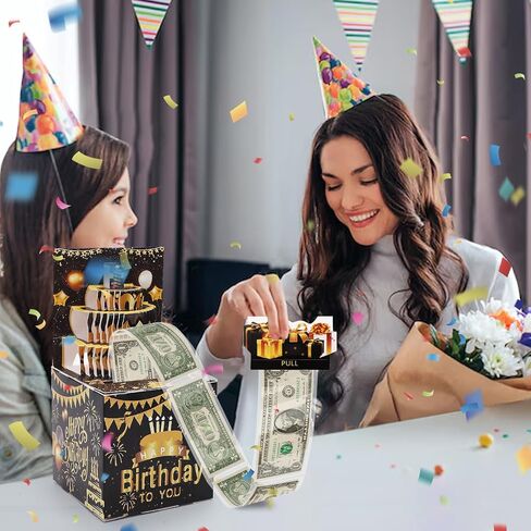 بطاقة عيد ميلاد مفاجئة منبثقة، صندوق سحب المال، بطاقة هدايا عيد ميلاد سعيد مع 50 كيسًا شفافًا، ملصق DIY 15 و18 و21 لأي ​​عمر، وزينة عيد الميلاد، وأفكار هدايا نقدية للفتيات والأولاد والبالغين in Kuwait