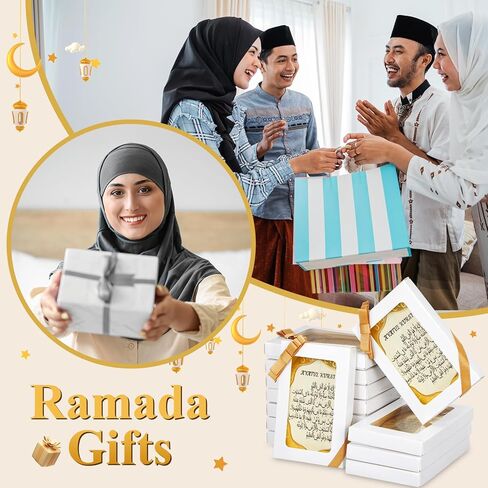 Yinkin 24 Pcs Eid Gifts for Women Ayatul Kursi Islamic Party Favors Gifts Ramadan Muslim Wedding Table Art Room Party Decoration with Clear Stand and Gift Boxes in Saudi Arabia