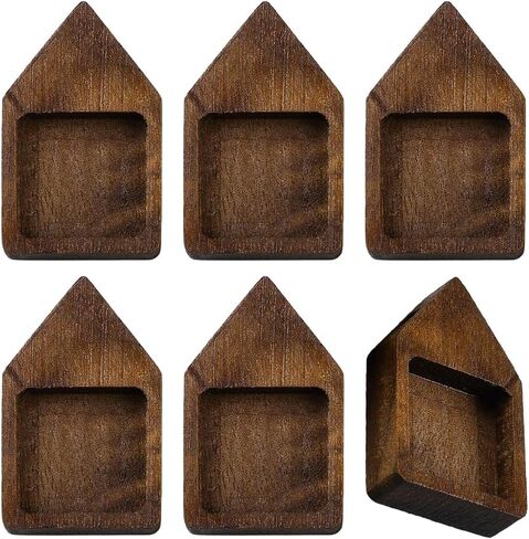 PH PandaHall 6pcs Wooden Pendant Trays Blank Settings House-shaped Pendant Base Bezel DIY Cameo Base Charms Blanks Photo Charms in Saudi Arabia