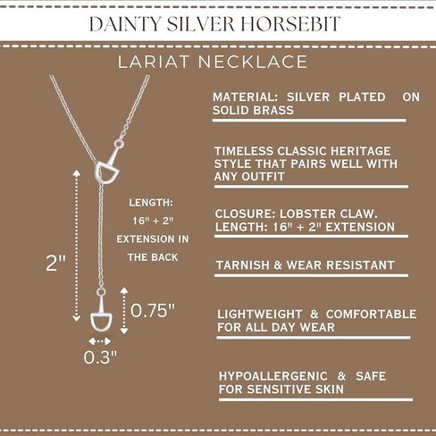 Dainty Horsebit Lariat باللون الفضي أو الذهبي، قلادة Y للفروسية بسيطة، مجوهرات غربية من النحاس المطلي بالفضة، قلادة على شكل قطرة خفيفة الوزن وحديثة للارتداء اليومي. هدية الحصان لها in Kuwait