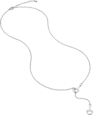 Dainty Horsebit Lariat باللون الفضي أو الذهبي، قلادة Y للفروسية بسيطة، مجوهرات غربية من النحاس المطلي بالفضة، قلادة على شكل قطرة خفيفة الوزن وحديثة للارتداء اليومي. هدية الحصان لها in Kuwait