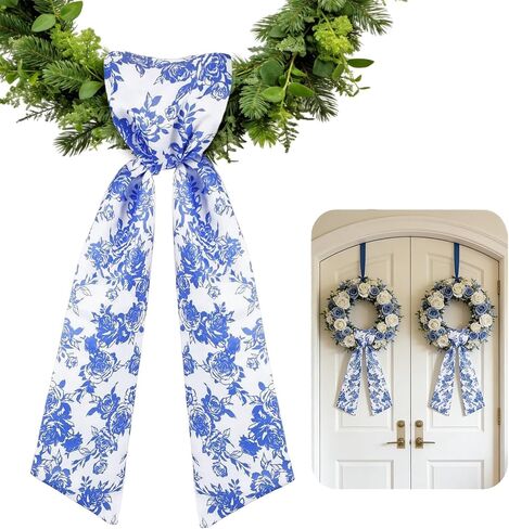 AZYM 2 قطعة وشاح إكليل للباب الأمامي، ملحقات شريط إكليل للأماكن الخارجية والداخلية وديكور جدار المدخل (أبيض وأسود) in Kuwait