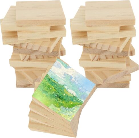 SHUESS 50 PCS 3x3 Wooden Squares for Crafts, Natural Blank Wood Square Blocks, 1/4 Inch Thick for Crafts, Wood Burning, Laser Engraving, and DIY in Saudi Arabia