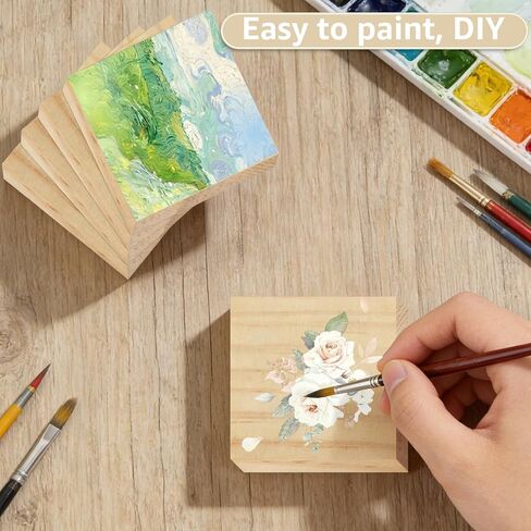 SHUESS 50 PCS 3x3 Wooden Squares for Crafts, Natural Blank Wood Square Blocks, 1/4 Inch Thick for Crafts, Wood Burning, Laser Engraving, and DIY in Saudi Arabia