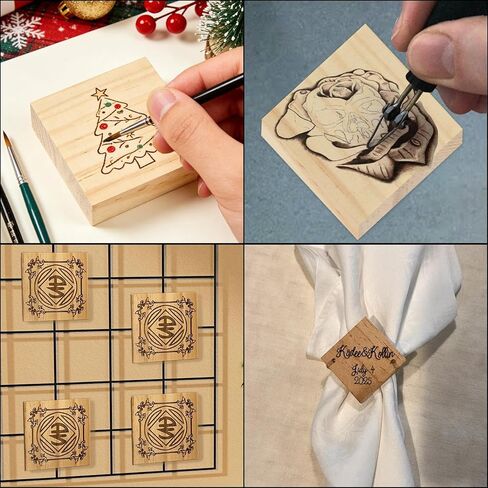 SHUESS 50 PCS 3x3 Wooden Squares for Crafts, Natural Blank Wood Square Blocks, 1/4 Inch Thick for Crafts, Wood Burning, Laser Engraving, and DIY in Saudi Arabia