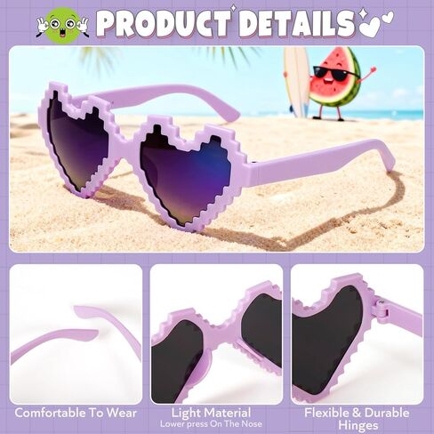 24 Pairs Heart Sunglasses Valentines Day Gift for Kids Classroom School with Valentines Day Cards, Bulk Heart Shaped Glasses for Kids Classroom Exchange School Gifts Party Favors Stuffers in Saudi Arabia