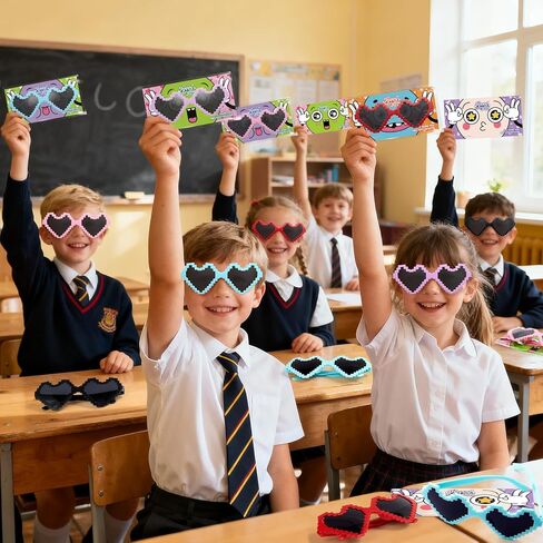 24 Pairs Heart Sunglasses Valentines Day Gift for Kids Classroom School with Valentines Day Cards, Bulk Heart Shaped Glasses for Kids Classroom Exchange School Gifts Party Favors Stuffers in Saudi Arabia