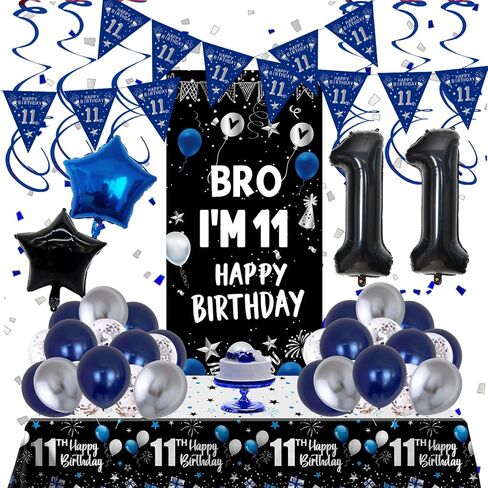 14th Birthday Decorations for Boys Girls, Dark Blue 14 Year Old Bday Decorations with Happy 14th Birthday Banner Backdrop Tablecloth, Party Supplies with 14 Balloon Numbers, Triangle Flag, Foil Stars in Saudi Arabia