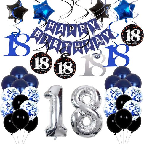 14th Birthday Decorations for Boys Girls, Dark Blue 14 Year Old Bday Decorations with Happy 14th Birthday Banner Backdrop Tablecloth, Party Supplies with 14 Balloon Numbers, Triangle Flag, Foil Stars in Saudi Arabia
