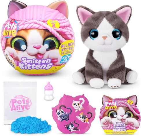 سلسلة Pets Alive Smitten Kittens 2 (Ragdoll) من ZURU - لعبة قطيفة تفاعلية للقطط مع 10 أصوات، فتح علبة مفاجأة، حيوان أليف ناعم قابل للجمع للأعمار من 3 سنوات فما فوق in Kuwait