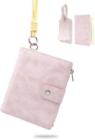 Passport Wallet for Travel, Luxury Vegan Leather RFID Blocking Passport Holder & luggage tag for Women Men, Wristlet Wallet with Zipper Pocket, Couple Travel Essentials in Saudi Arabia