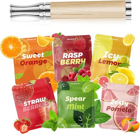 Replace Bad Habit Flavored Air Device with 18pcs Refillable Cores in 6 Flavors, Habit Support Refreshing Device for Stress Relief Sensory Fidget for Adults (Beige) in Saudi Arabia