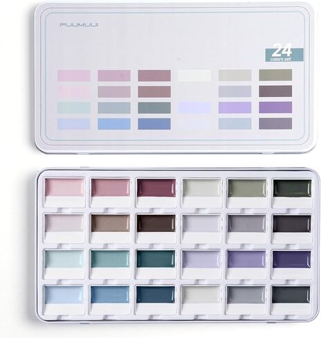 Fuumuui 24-Color Opaque Semi-Moist Solid Watercolor Paint Set Art Supplies for Artists Beginner Painters Amateur Hobbyists Painting in Saudi Arabia