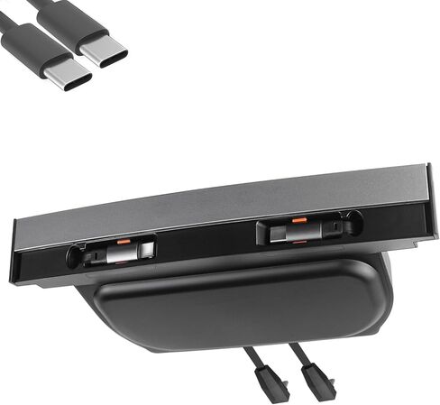 65W USB Charger Hub لـ Tesla Model Y Juniper 2025،2026 إكسسوارات-مركز شحن سريع 4 شحن مع غطاء منزلق ، محور شاحن الهاتف القابل للسحب ، محطة الإرساء لـ Tesla Model 3 Highland 2024-2026 in Kuwait
