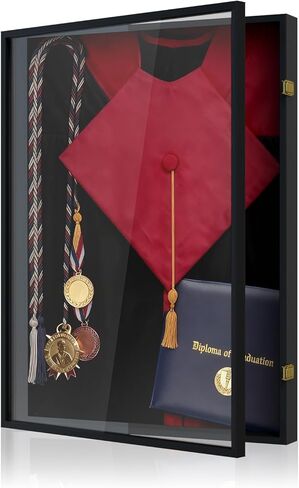 Graduation Shadow Box 17x23 Inch - Large Deep Display Frame for Cap, Gown, Diploma & Awards - College University Keepsake Memory Box in Mahogany in Saudi Arabia
