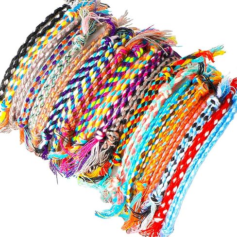 30Pcs Woven Wrap Friendship Bracelets Handmade Adjustable Colorful Tassels Cotton Rope Bracelets Jewelry Suitable Women Men Teenagers Matching Accessory in Saudi Arabia