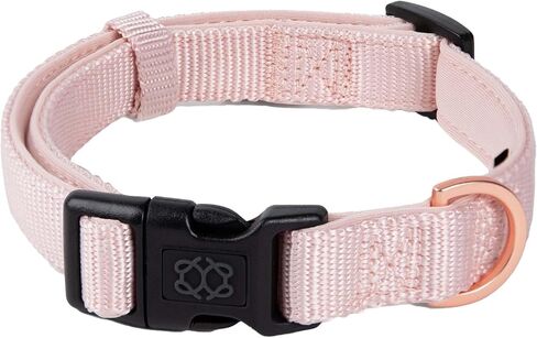 The DOGISTRY - City Collar - Blush - Premium Dog Collar with Padded Neoprene & Signature Fabric - Refined Design & Everyday Luxury - Medium in Saudi Arabia