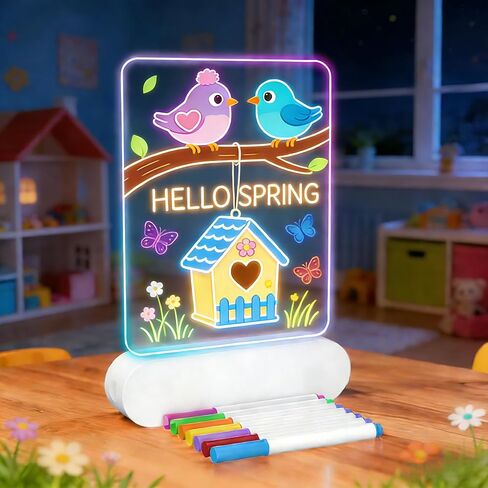 Rechargeable LED Drawing Board | Cordless LED Note Message Board for Kids，DIY Kids Own Night Light | Dry Erase Writing Board | Valentines Birthday Gifts for Girls Boys 6-8 in Saudi Arabia