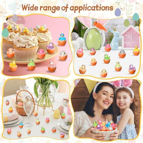 50 Pcs Easter Mini Resin Figures Easter Mini Ducks Egg Glow in The Dark Resin Animals Tiny Ducks Miniature Figurines Tiny Animals for Egg Fillers Garden Dollhouse Landscape Party Favors in Saudi Arabia