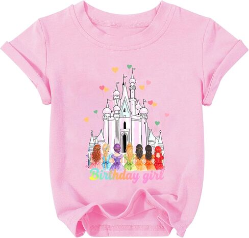 Birthday Girl Shirt 3-10Y Magical Castle Tshirt Birthday Shirts for Kids Fireworks Party Gift Tees Cute Graphic Tops in Saudi Arabia