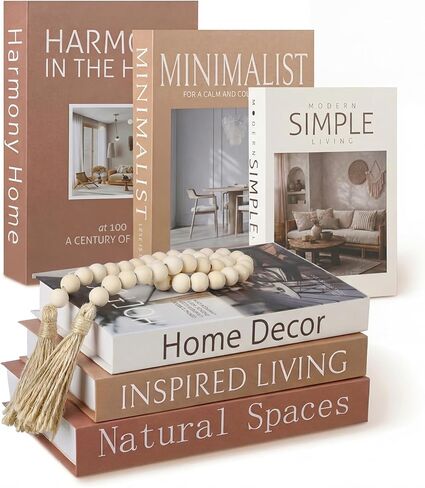 Menkxi 6 كتب ديكور جمالية مجموعة مع شرابة خشبية حبة تحفيزية ديكور الطاولة كتب صناعية مع تصميم ملهم لديكور طاولة القهوة المنزلية الحديثة تشجع الديكور صندوق تخزين الصور in Kuwait
