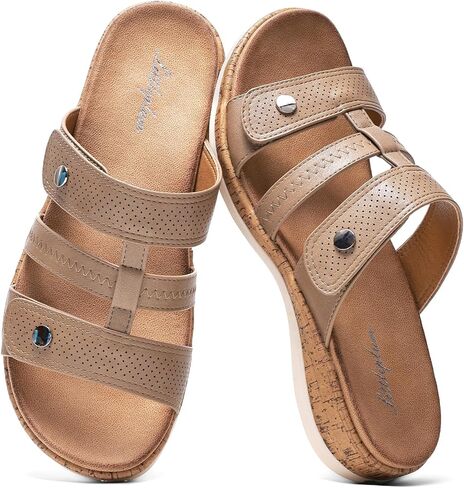 Littleplum Women Slides Sandals Arch Support Open Toe Walking Comfy Low Wedge Slides Adjustable Summer Shoes for Beach,Travel in Saudi Arabia