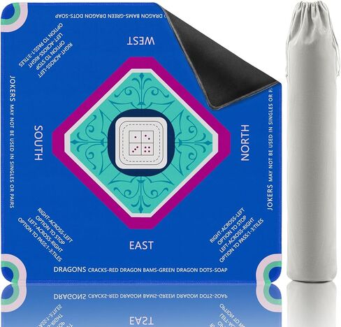 Mahjong Mat, Non-Slip Noise 32.2x32.2 Inch with 1 Carrying Bag for Table, Board Games, Tile Games and Cards, Blue in Kuwait