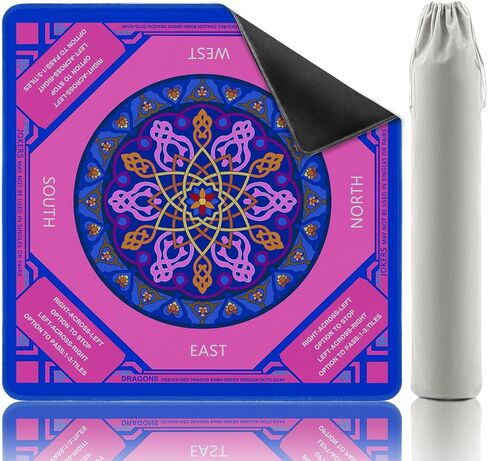 سجادة ماهجونج، ضوضاء مضادة للانزلاق مقاس 32.2 × 32.2 بوصة مع حقيبة حمل واحدة للطاولة وألعاب الطاولة وألعاب البلاط والبطاقات، باللون الأزرق in Kuwait