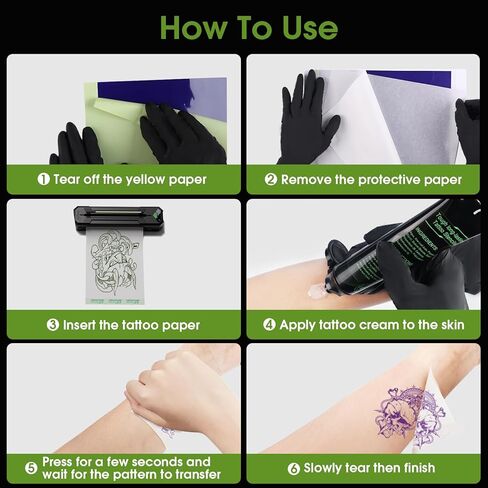 ورق نقل الوشم من EZ - 50 ورقة مقاس A4 ورق استنسل للوشم، 4 طبقات 8.3 بوصة × 11.7 بوصة ورق تتبع حراري للوشم لملحقات ومستلزمات الوشم in Kuwait