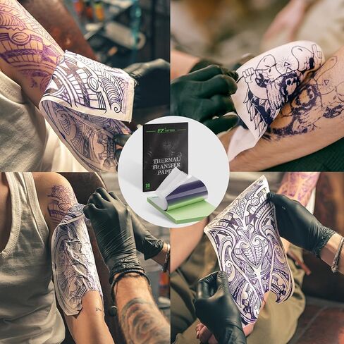 ورق نقل الوشم من EZ - 50 ورقة مقاس A4 ورق استنسل للوشم، 4 طبقات 8.3 بوصة × 11.7 بوصة ورق تتبع حراري للوشم لملحقات ومستلزمات الوشم in Kuwait