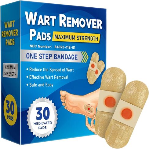 وسادات مزيل Wabriny Wart ، أقصى قوة ضمادات خطوة واحدة لأصابع أقدام الرقبة ، 30 علاجات RK in Saudi Arabia