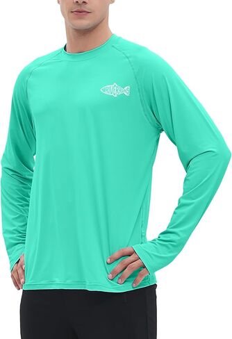 Riverruns UPF 50+ Men's Long Sleeve Cooling Quick Dry Shirt Sun Breathable Shirt Thumbhole Shirts Rash Guard for Fishing Swim in Saudi Arabia