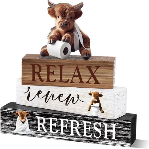 4 Pcs Christmas Highland Cow Bathroom Decor Farmhouse Bathroom Decoration Western Hello Sweet Cheeks Table Centerpiece in Saudi Arabia