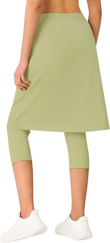 ANIVIVO سروال ضيق بتنورة للنساء مع جيوب، تنورة رياضية بطول الركبة 22 بوصة مع بنطال كابري in Kuwait