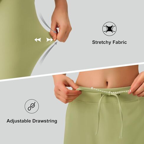 ANIVIVO سروال ضيق بتنورة للنساء مع جيوب، تنورة رياضية بطول الركبة 22 بوصة مع بنطال كابري in Kuwait
