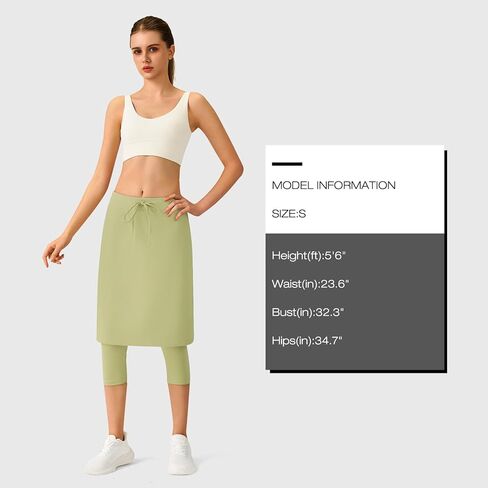 ANIVIVO سروال ضيق بتنورة للنساء مع جيوب، تنورة رياضية بطول الركبة 22 بوصة مع بنطال كابري in Kuwait