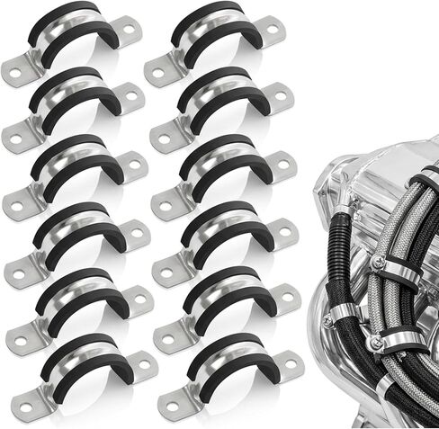 مشابك الأنابيب، قطر 25 مم 304 حزام أنابيب من الفولاذ المقاوم للصدأ مشبك حزام على شكل حرف U للأنبوب أو الأنبوب أو سلك السلك (12 قطعة) in Kuwait