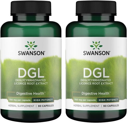 Swanson High Potency DGL (Licorice) - Herbal Supplement Promoting Digestive Health & GI Tract Support - Natural Stomach Soother Made with Licorice Root Extract - (90 Capsules, 750mg Each) (2 Pack) in Saudi Arabia