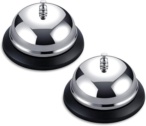 2-Pack Call Bell, 3.3Inch Stainless Steel Service Bell, Clear Loud Sound for Restaurant Hotel School Store, Durable Easy Clean in Saudi Arabia